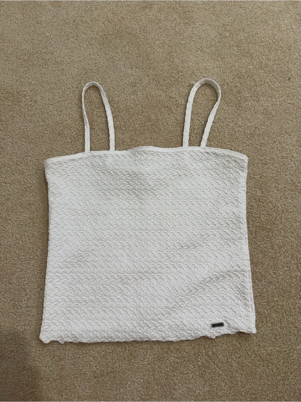 Hollister White Textured Spaghetti Strap Cami